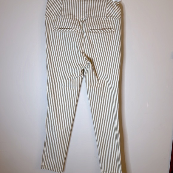 Free People High Waisted Tan Striped Slacks. - Picture 2 of 4